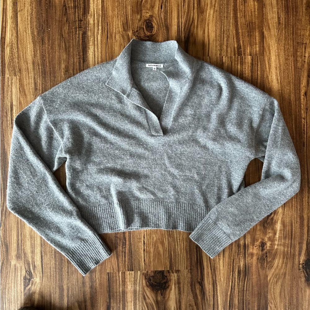 Reformation Cashmere Polo Sweater